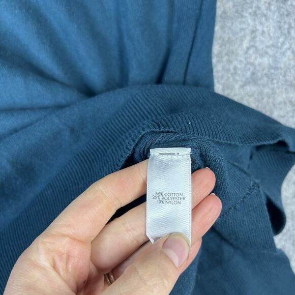 J Jill Tunic Sweater Womens Large Rounded Neck Turquoise Blue Pullover Cotton - Picture 8 of 8